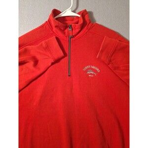 Tommy Bahama Relax Aruba 1/4 Zip Shirt Men Medium Red w/Marlin on Chest Oversize